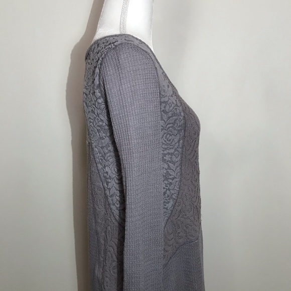 Anthropologie by Eloise Gray Lace Tunic Style Top Long Sleeve Waffle Knit XS - Picture 5 of 16